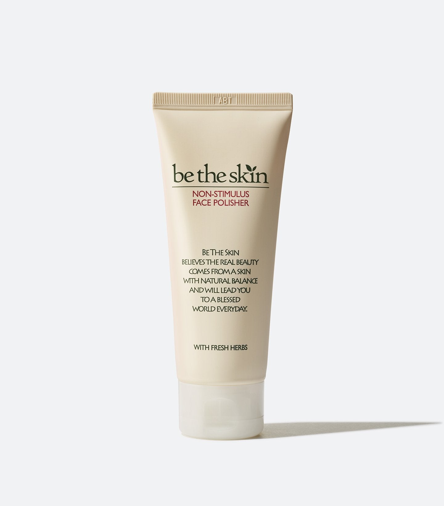 A squeeze bottle of Be the Skin Non-Stimulus Face Polisher