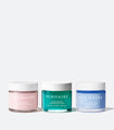 The three featured products in Peach and Lily's Face masks for Acne-Prone Skin: the Super Reboot Resurfacing Mask, Pore Proof Perfecting Clay Mask, and Overnight Star Sleeping Mask