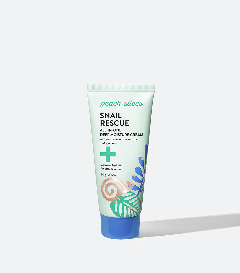 Peach Slices Snail Rescue All-in-One Deep Moisture Cream squeeze bottle