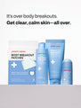 A lineup of Peach Slices’s new skin care for pimples bundle, the Body Breakout Bundle