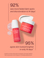 A poster highlighting the Peach & Lily Transparen-C Pro Duo, where a brand study resulted in 92% of participants agreeing that their skin looked brighter and saw faded dark spots after 14 days