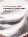 A poster for the Peach & Lily Transparen-C Pro Brightening Moisturizer highlighting how the luxurious cream visibly brightens and weightlessly hydrates