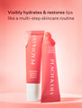 Collagen lip treatment dripping from tubes of Peach & Lily Sheer Peach and Clear Collagen Cushion Peptide Lip Balm